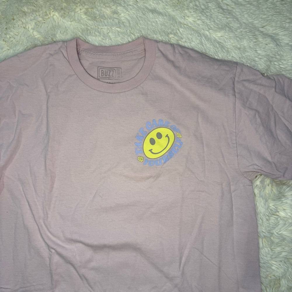 Light Purple Smiley Face Men's Tee - Picture 2 of 5